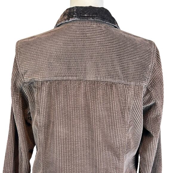 J.Jill Corduroy Jacket Petite Women Small  Brown Velvet Collar Cozy Button Coat - Picture 7 of 13